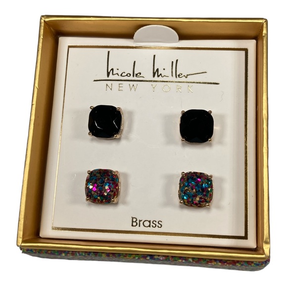 New Nicole Miller New York Post Earrings Two Pairs - Picture 2 of 8